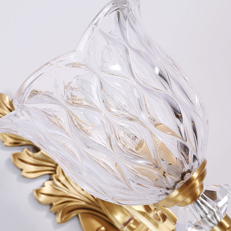 Skørter | Gold Wall Light Traditional Carved Glass Ruffle Bell Wall Light for Hallway