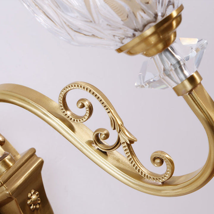 Skørter | Gold Wall Light Traditional Carved Glass Ruffle Bell Wall Light for Hallway
