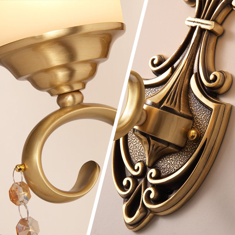 Skørter | Frosted Glass Gold Wall Lamp Fixture Tapered Minimalism Wall Mounted Light for Corridor