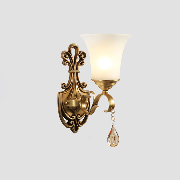 Skørter | Frosted Glass Gold Wall Lamp Fixture Tapered Minimalism Wall Mounted Light for Corridor