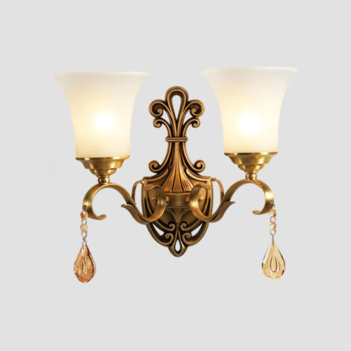 Skørter | Frosted Glass Gold Wall Lamp Fixture Tapered Minimalism Wall Mounted Light for Corridor