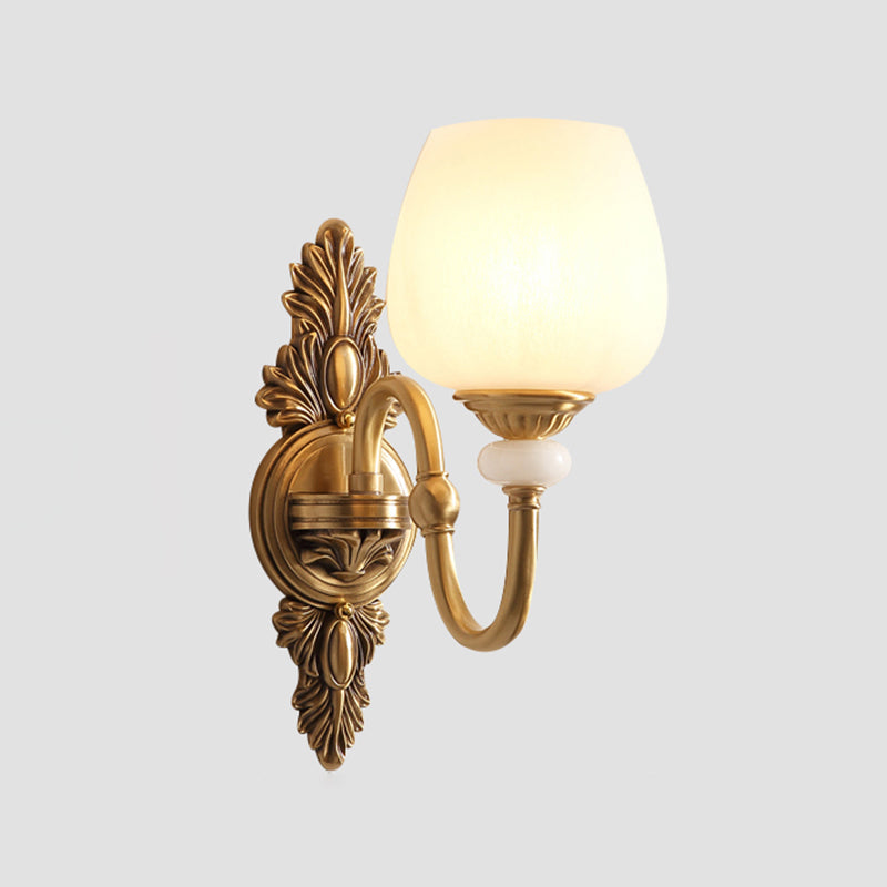 Skørter | Frosted Glass Gold Wall Lamp Fixture Tapered Minimalism Wall Mounted Light for Corridor