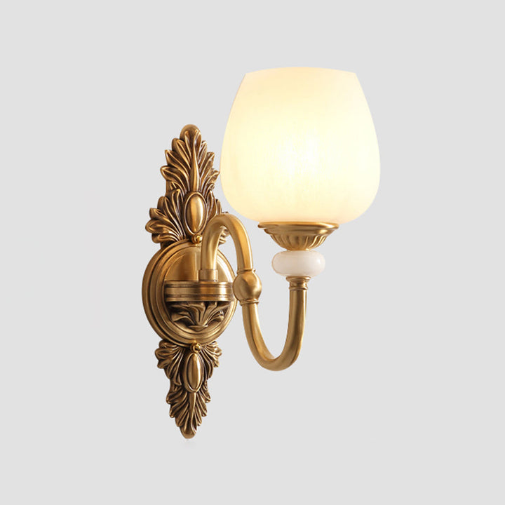 Skørter | Frosted Glass Gold Wall Lamp Fixture Tapered Minimalism Wall Mounted Light for Corridor