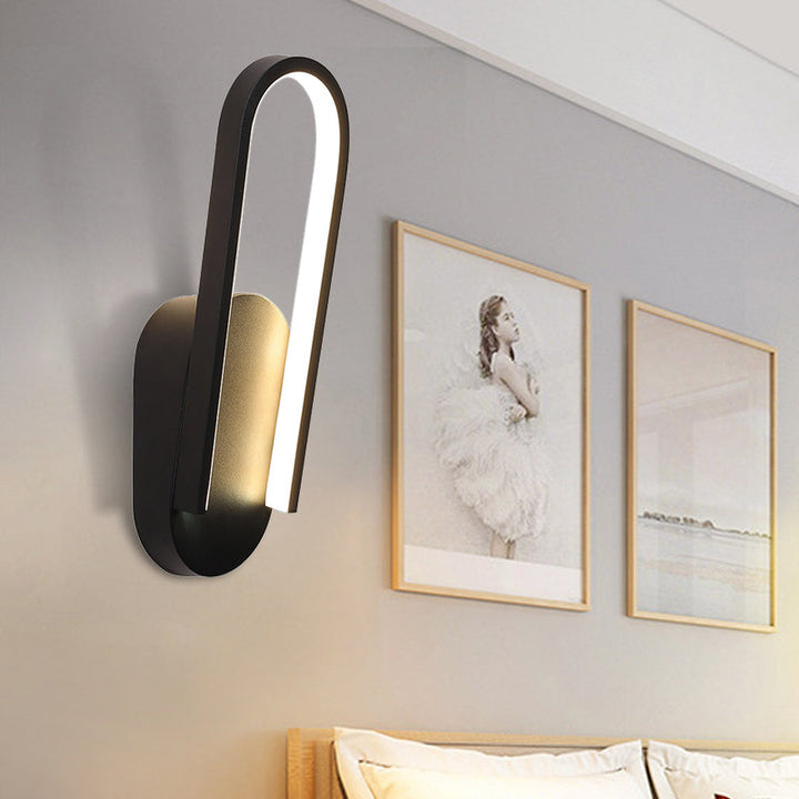 Lisslune | Simple Wall Light Black/White Half Oval LED Wall Light with Acrylic Shade, Warm/White Light