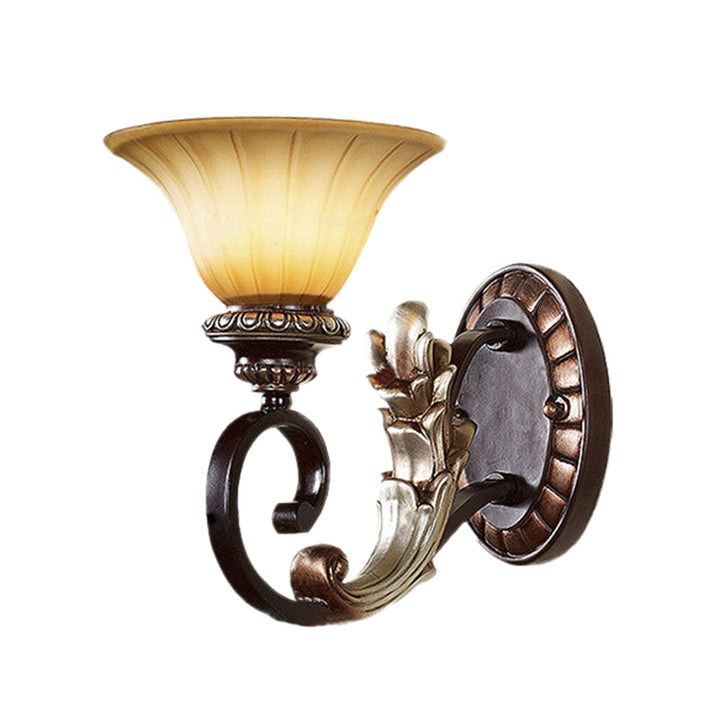 Skørter | Crossed Floral Beige Glass Wall Lamp Retro Style Living Room Wall Lighting with Crystal Draping
