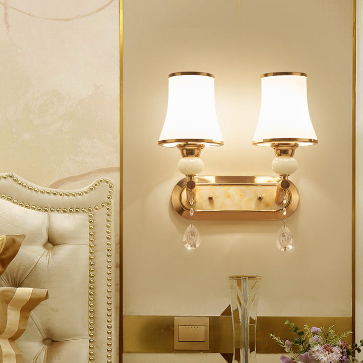 Skørter | Simple Flower Wall Lighting Opal Glass Wall Light Fixture in Gold for Living Room
