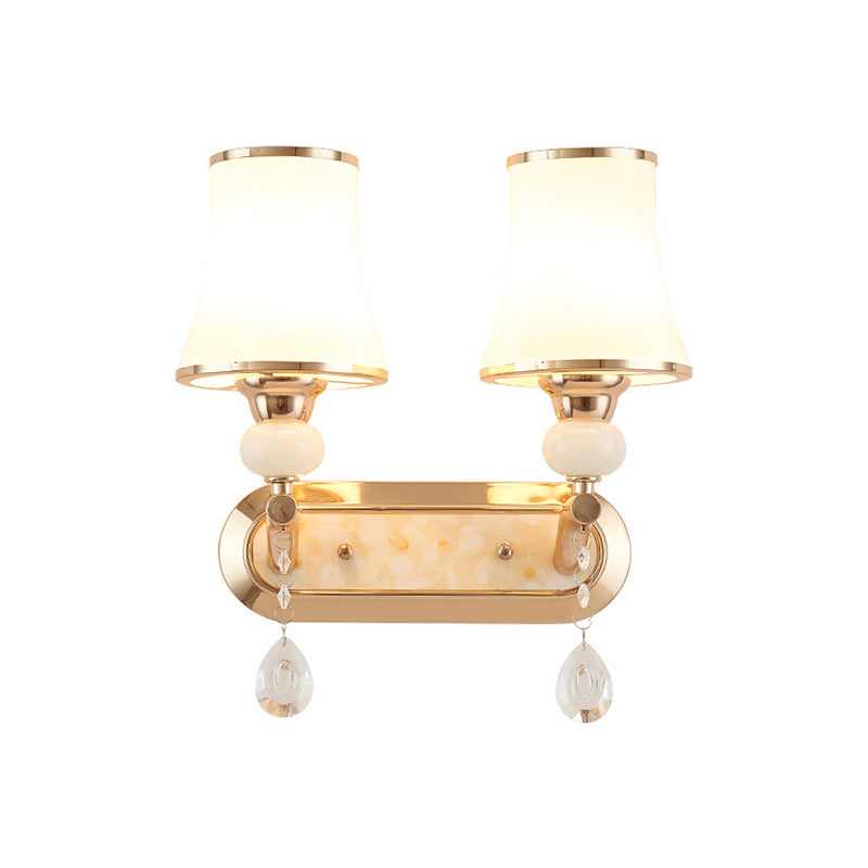 Skørter | Simple Flower Wall Lighting Opal Glass Wall Light Fixture in Gold for Living Room