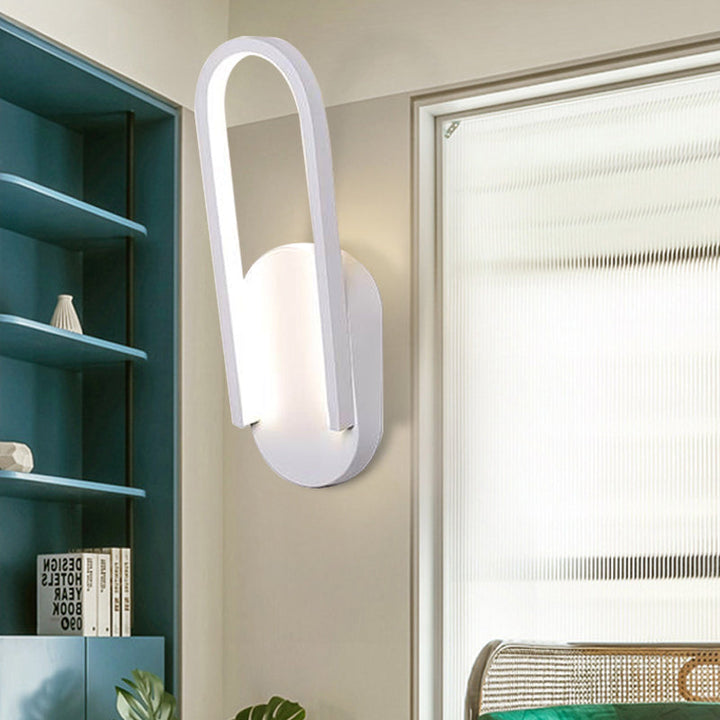 Lisslune | Simple Wall Light Black/White Half Oval LED Wall Light with Acrylic Shade, Warm/White Light