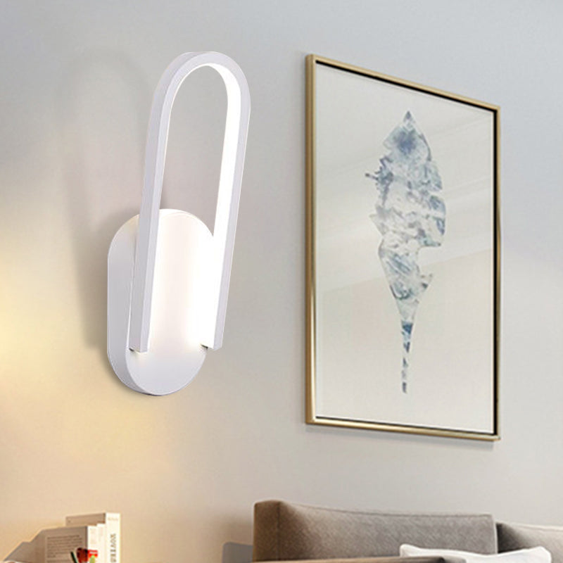 Lisslune | Simple Wall Light Black/White Half Oval LED Wall Light with Acrylic Shade, Warm/White Light