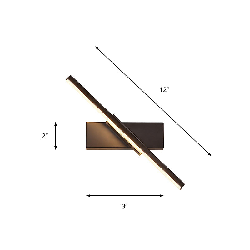 Skørter | Rotating Acrylic Linear LED Wall Lamp Simplicity Black/White Wall Lighting Fixture, White/Warm Light