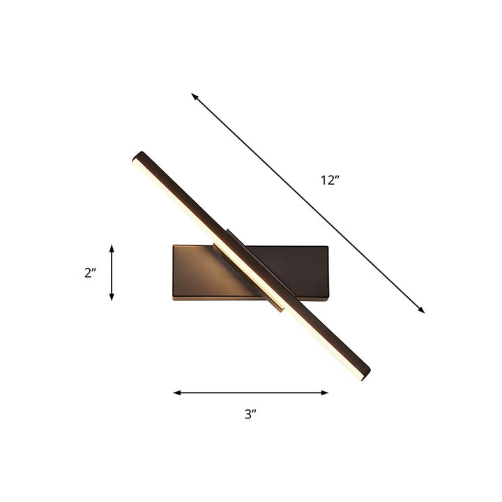 Skørter | Rotating Acrylic Linear LED Wall Lamp Simplicity Black/White Wall Lighting Fixture, White/Warm Light