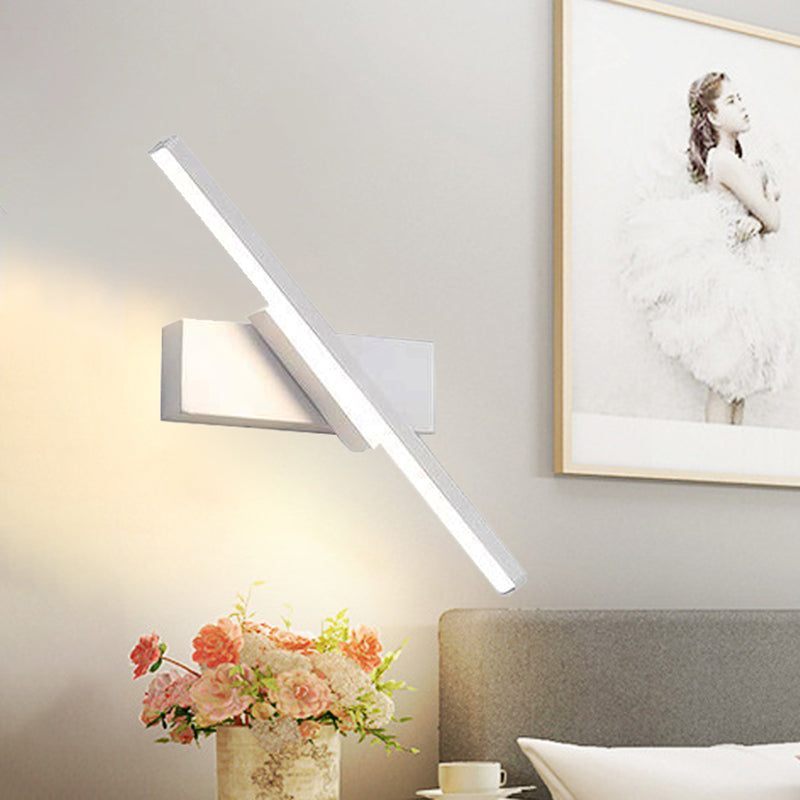Skørter | Rotating Acrylic Linear LED Wall Lamp Simplicity Black/White Wall Lighting Fixture, White/Warm Light