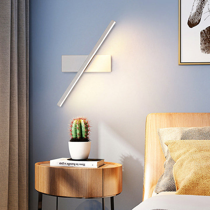 Skørter | Rotating Acrylic Linear LED Wall Lamp Simplicity Black/White Wall Lighting Fixture, White/Warm Light