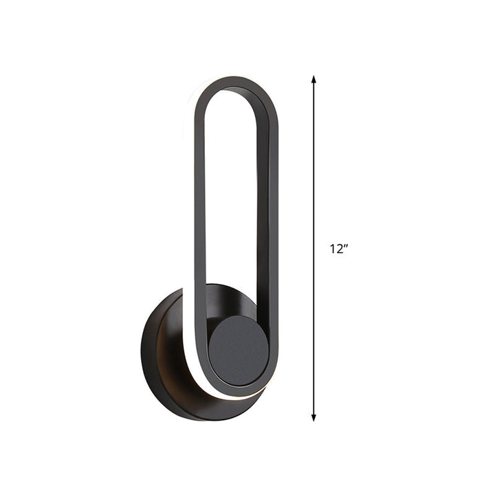 Lisslune | Minimalistic Oblong-Ring Wall Light Acrylic Shade LED Bed Lamp in Black/White, Warm/White Light