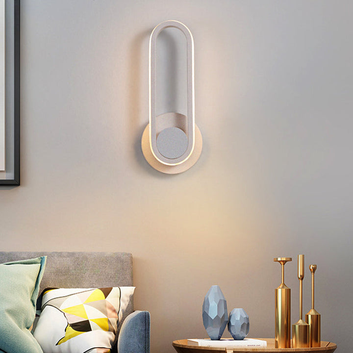 Lisslune | Minimalistic Oblong-Ring Wall Light Acrylic Shade LED Bed Lamp in Black/White, Warm/White Light