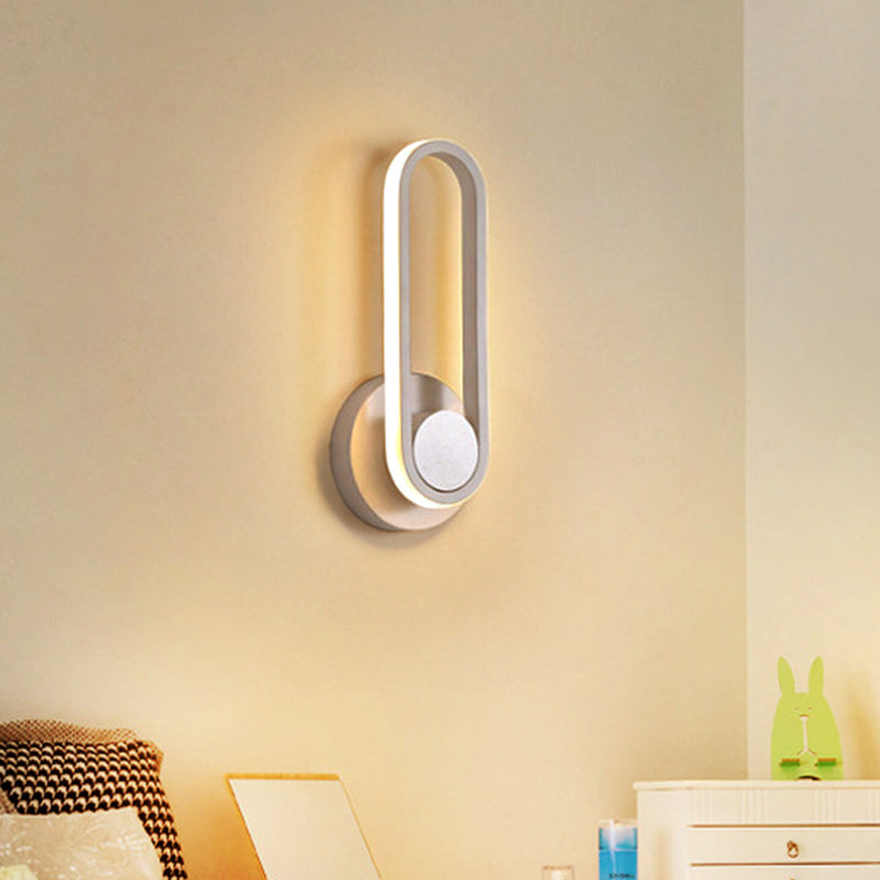 Lisslune | Minimalistic Oblong-Ring Wall Light Acrylic Shade LED Bed Lamp in Black/White, Warm/White Light