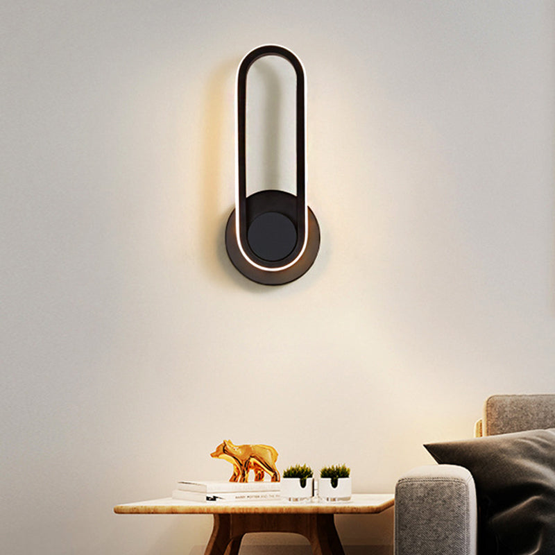 Lisslune | Minimalistic Oblong-Ring Wall Light Acrylic Shade LED Bed Lamp in Black/White, Warm/White Light