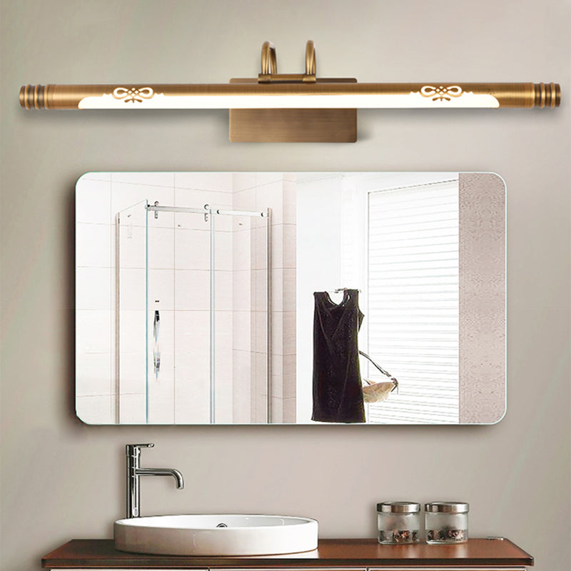 Skørter | Tube Bathroom Vanity Light Classic Metal LED Bronze/Brass Wall Lamp in White/Warm Light, 21"/26"/29" B
