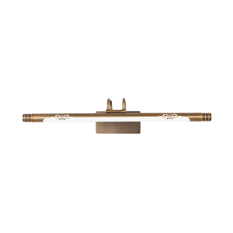 Skørter | Tube Bathroom Vanity Light Classic Metal LED Bronze/Brass Wall Lamp in White/Warm Light, 21"/26"/29" B