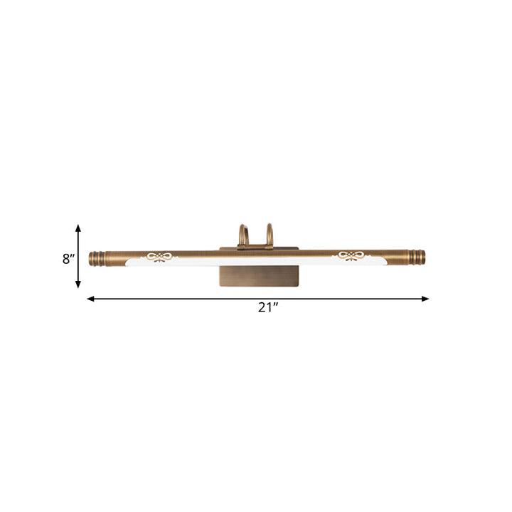 Skørter | Tube Bathroom Vanity Light Classic Metal LED Bronze/Brass Wall Lamp in White/Warm Light, 21"/26"/29" B