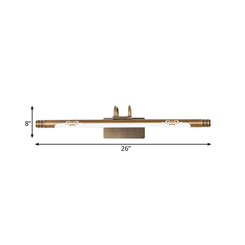 Skørter | Tube Bathroom Vanity Light Classic Metal LED Bronze/Brass Wall Lamp in White/Warm Light, 21"/26"/29" B
