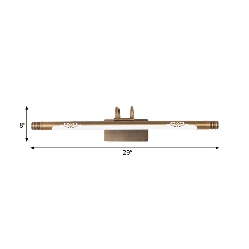Skørter | Tube Bathroom Vanity Light Classic Metal LED Bronze/Brass Wall Lamp in White/Warm Light, 21"/26"/29" B