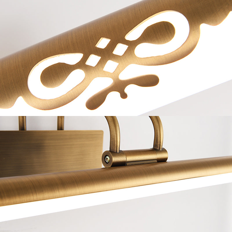 Skørter | Tube Bathroom Vanity Light Classic Metal LED Bronze/Brass Wall Lamp in White/Warm Light, 21"/26"/29" B