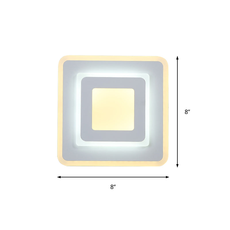 Lisslune | Minimalist Acrylic Round/Square Wall Lamp Cozy Energy-Saving LED White Wall Lamp, Warm/White Light