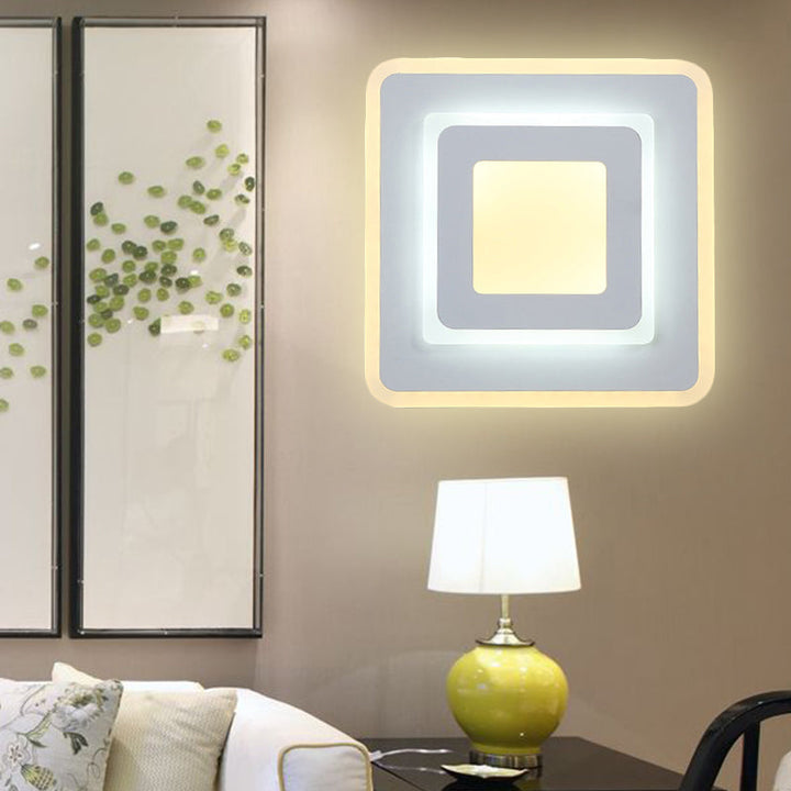 Lisslune | Minimalist Acrylic Round/Square Wall Lamp Cozy Energy-Saving LED White Wall Lamp, Warm/White Light