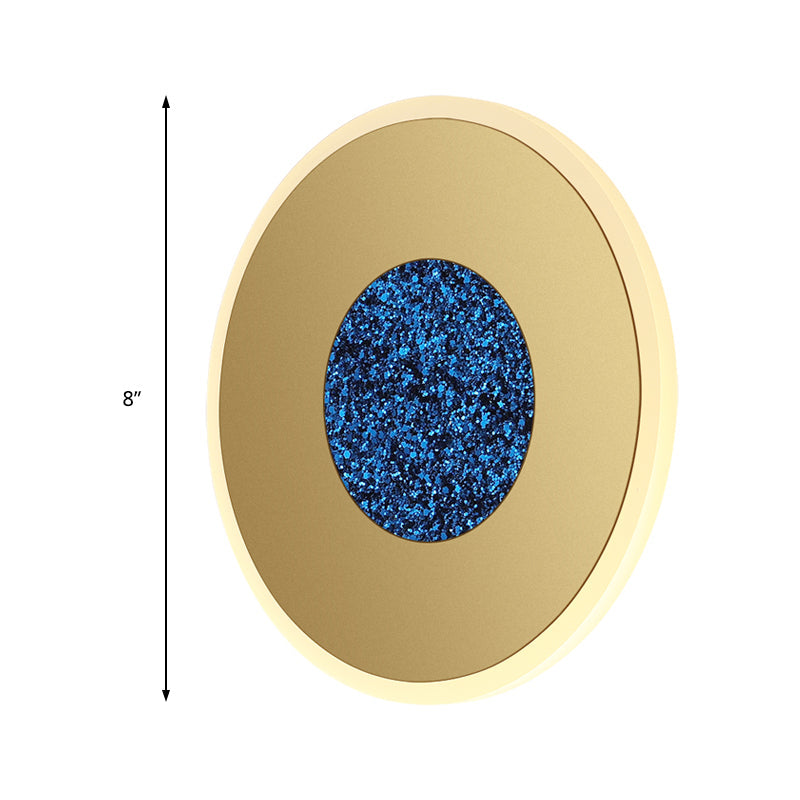 Lisslune | Blue and Brass Disk LED Wall Light Modernist 8"/11" Dia Wall Mount Lamp with Acrylic Shade