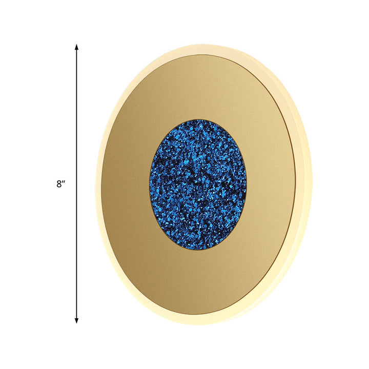 Lisslune | Blue and Brass Disk LED Wall Light Modernist 8"/11" Dia Wall Mount Lamp with Acrylic Shade