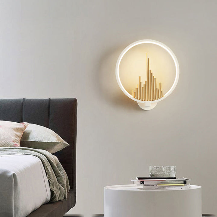 Lisslune | Acrylic Halo Ring LED Wall Light Modern Wall Mounted Lamp in Black/White with Mountain Pattern, Warm Light