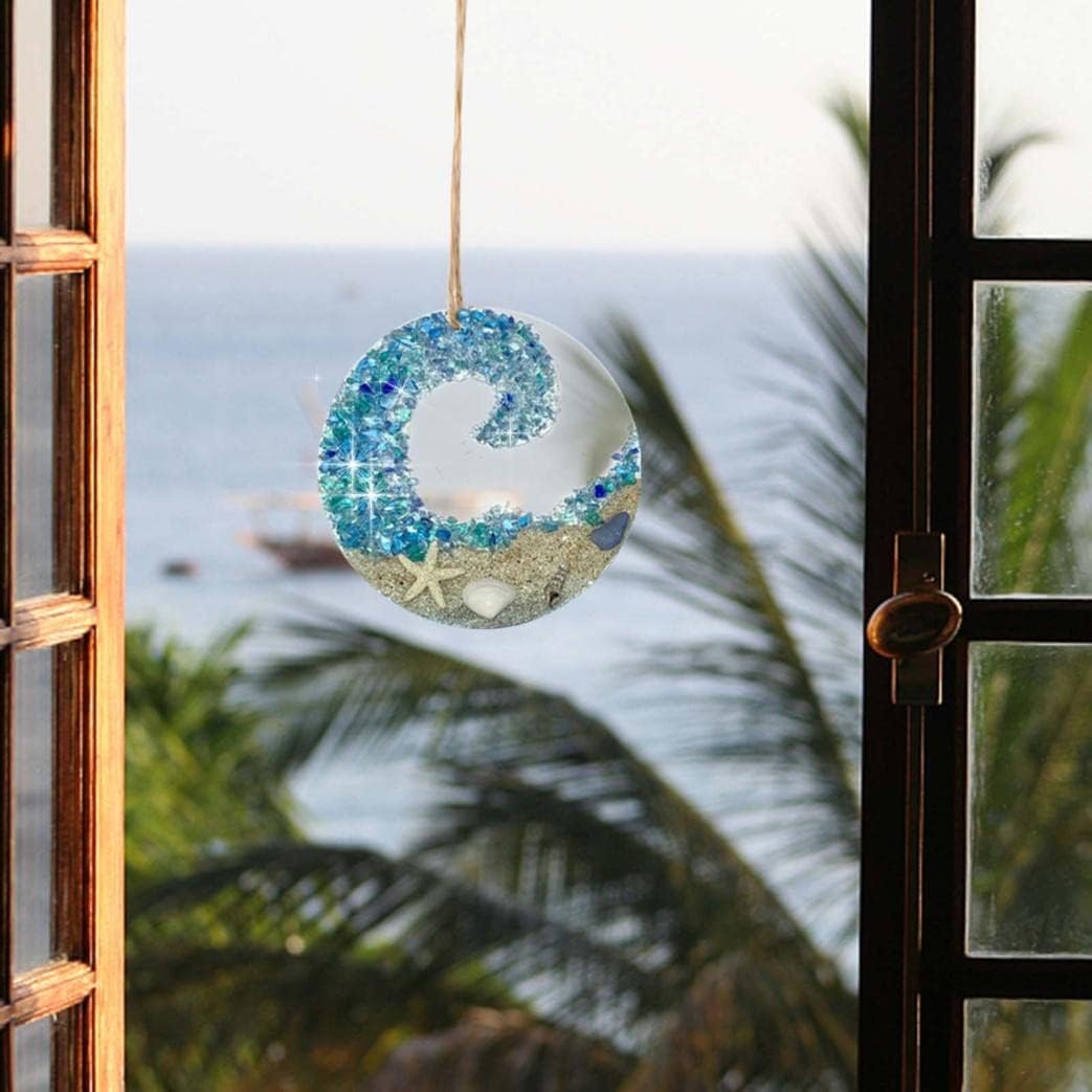 Lisslune | Sea glass sun catcher - Ocean breaking wave beach ornament
