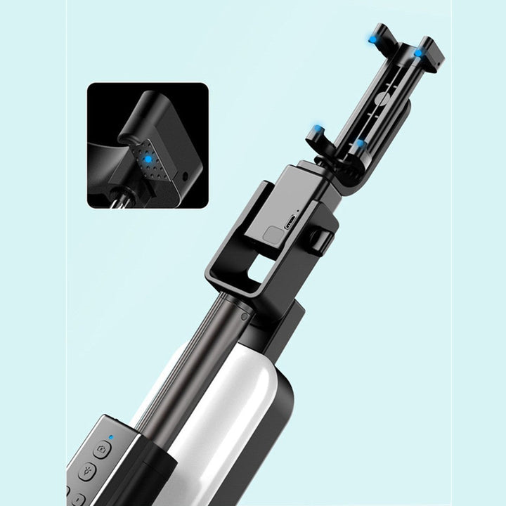 Lisslune | Selfie Stick Tripod, with Light, Detachable Bluetooth Remote & 6 Levels of Height Adjustment