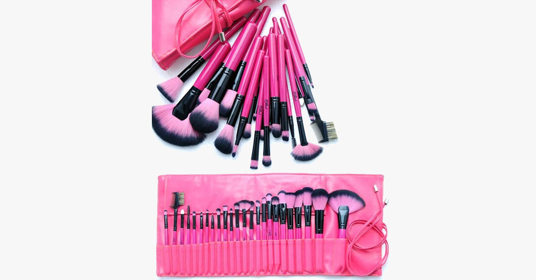 Lisslune | Hot Pink 24-Piece Makeup Brush Set
