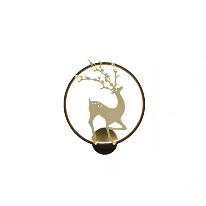 Lisslune | Contemporary Black/White Acrylic Ring Wall Light LED Wall Mount Lighting Ideas with Sika Deer Pattern