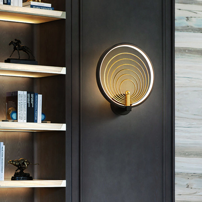 Lisslune | Bedroom LED Wall Light Black/White Nightstand Wall Light with Halo Ring Acrylic Shade