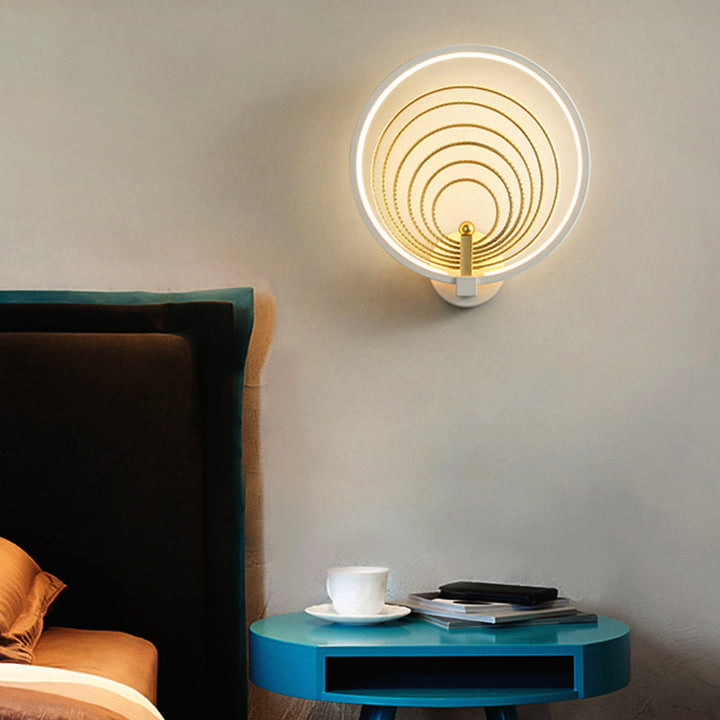 Lisslune | Bedroom LED Wall Light Black/White Nightstand Wall Light with Halo Ring Acrylic Shade