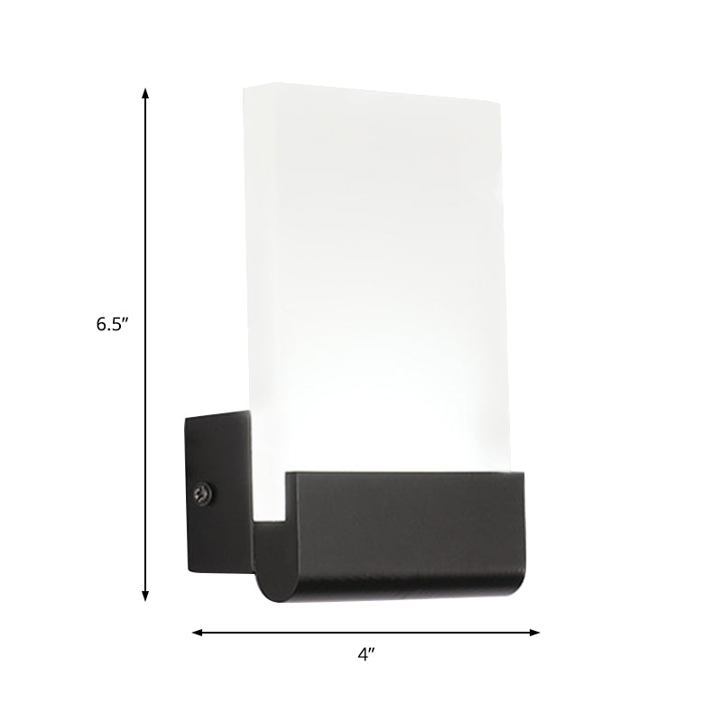 Skørter | 4" Width Black/White Acrylic Wall Lamp Simple Cuboid LED Wall Lighting Ideas, Warm/White Light