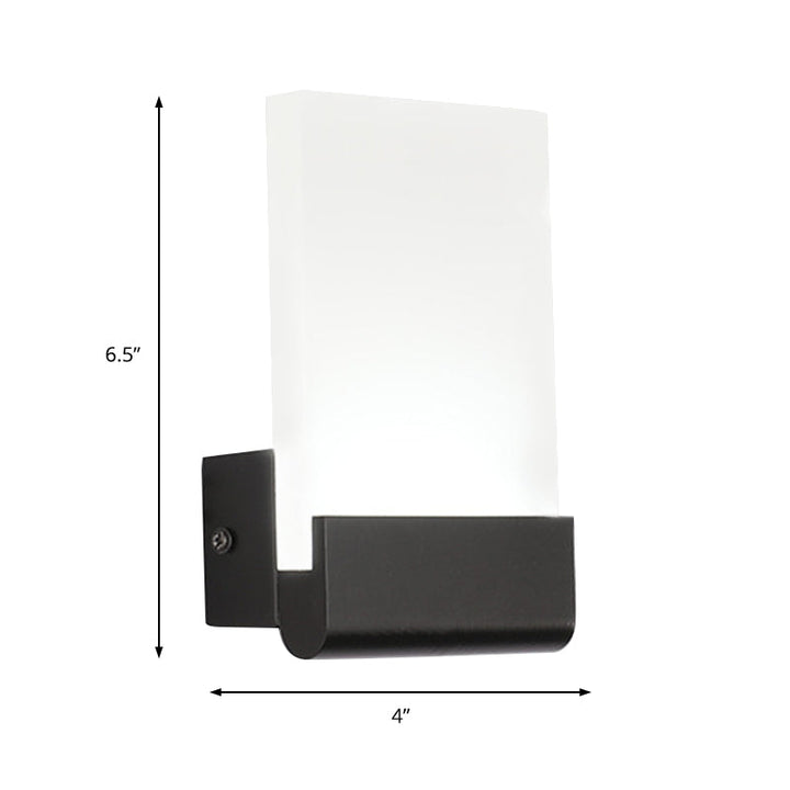 Skørter | 4" Width Black/White Acrylic Wall Lamp Simple Cuboid LED Wall Lighting Ideas, Warm/White Light