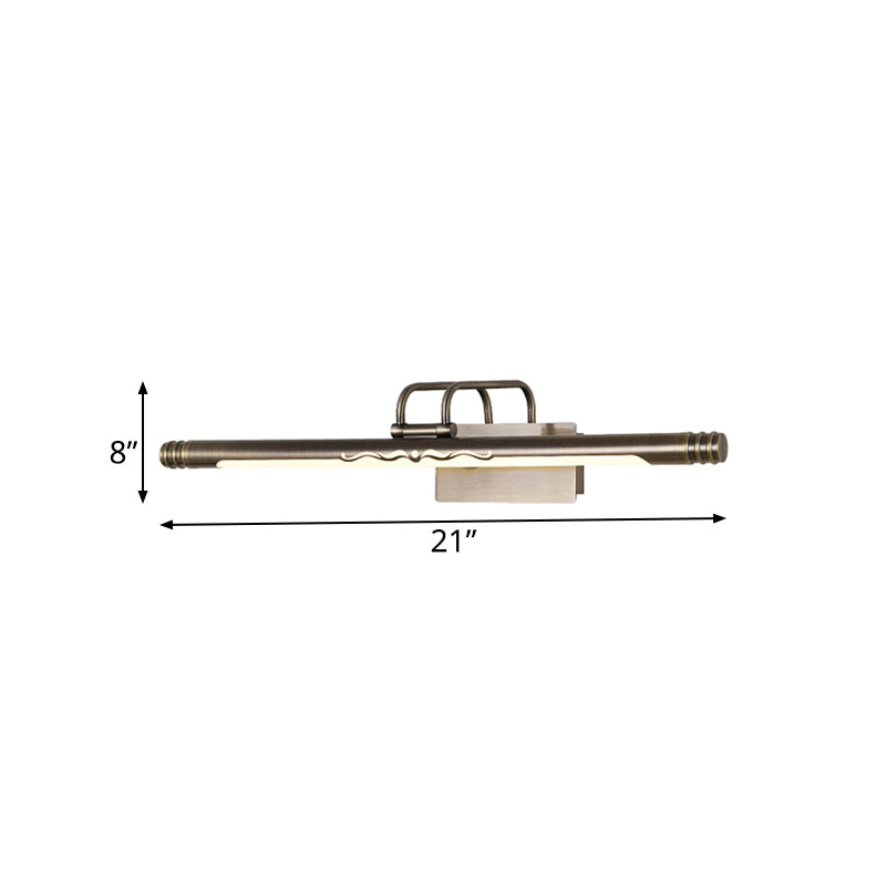 Skørter | Bronze/Brass LED Mirror Lamp Classic Metal Tube Wall Light in White/Warm Light, 21"/26"/29" W