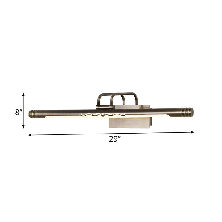 Skørter | Bronze/Brass LED Mirror Lamp Classic Metal Tube Wall Light in White/Warm Light, 21"/26"/29" W