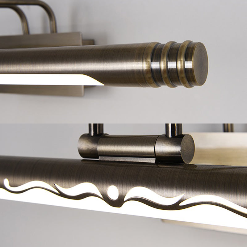Skørter | Bronze/Brass LED Mirror Lamp Classic Metal Tube Wall Light in White/Warm Light, 21"/26"/29" W