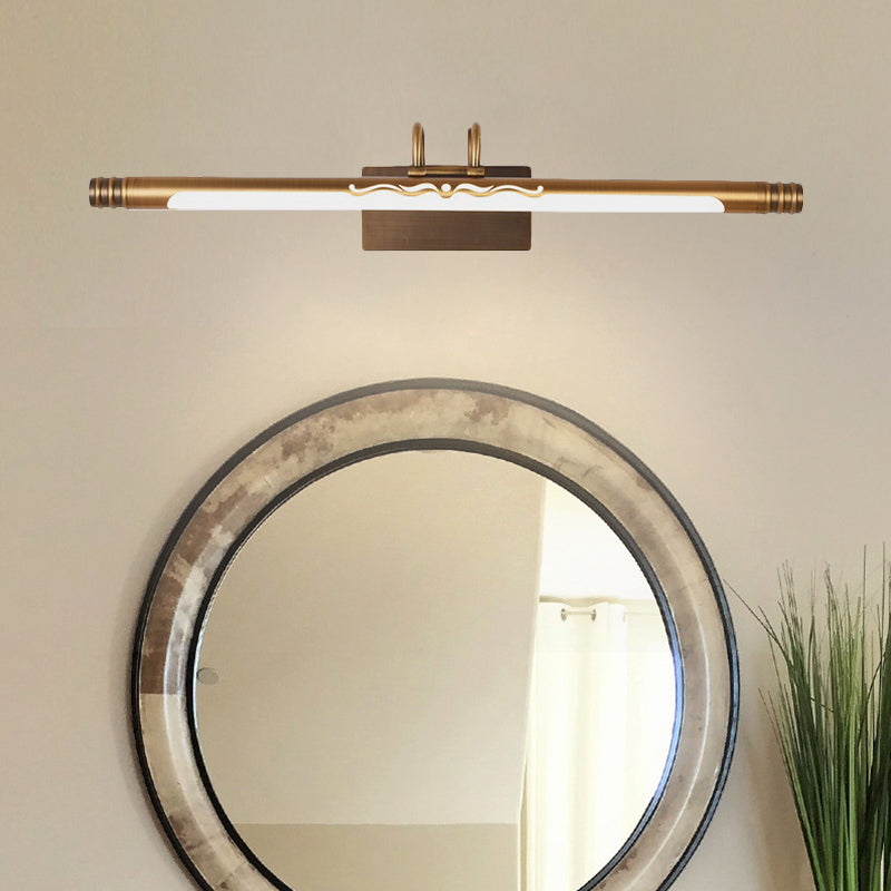 Skørter | Bronze/Brass LED Mirror Lamp Classic Metal Tube Wall Light in White/Warm Light, 21"/26"/29" W