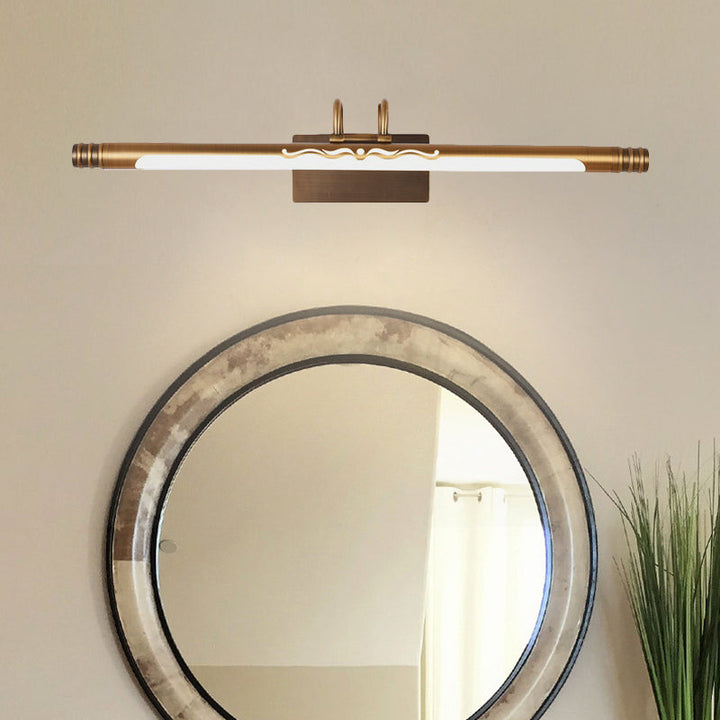 Skørter | Bronze/Brass LED Mirror Lamp Classic Metal Tube Wall Light in White/Warm Light, 21"/26"/29" W