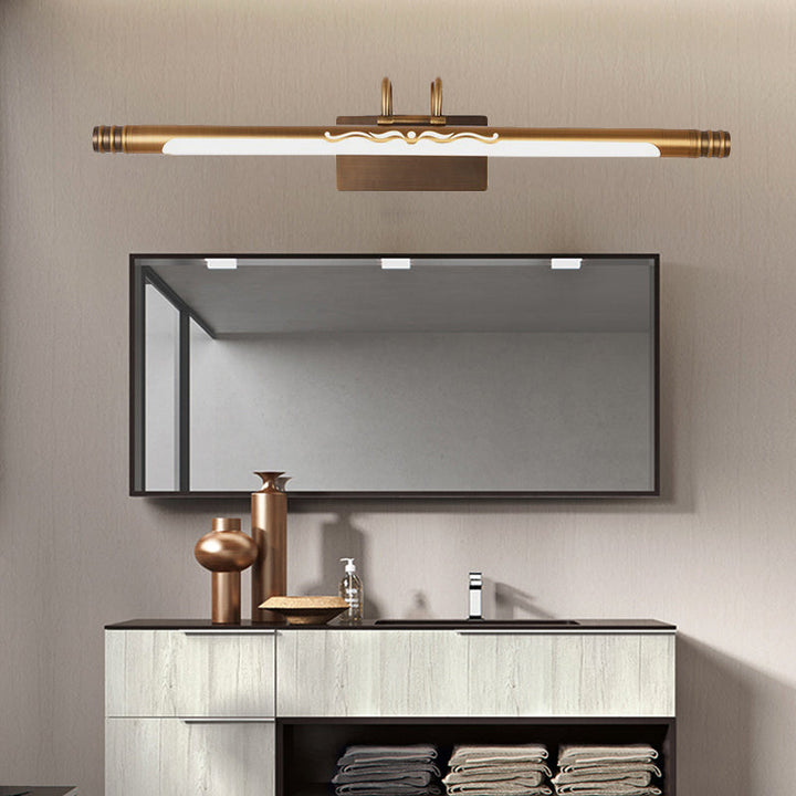 Skørter | Bronze/Brass LED Mirror Lamp Classic Metal Tube Wall Light in White/Warm Light, 21"/26"/29" W