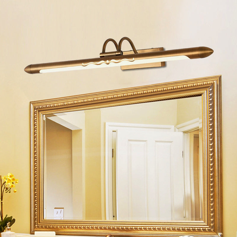 Skørter | 20.5"/25.5"/28" W LED linear vanity wall lamp classic bronze/ brass metal wall-mounted lamp in white/warm light