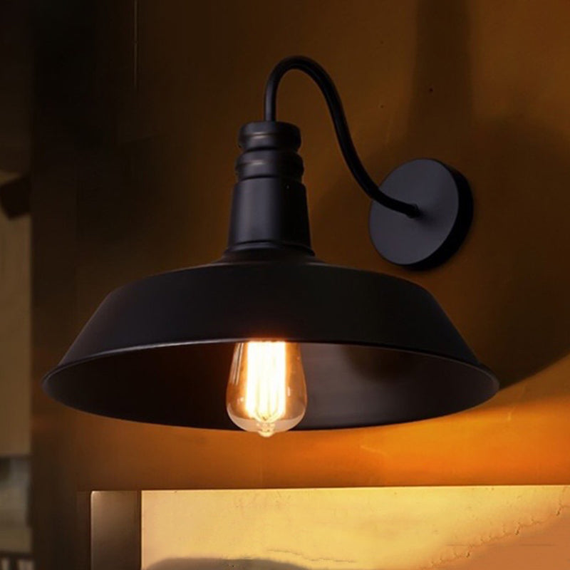 Lisslune | Single Bulb Wall Lamp Vintage Pot Cover Iron Wall Mounted Lamp for Restaurant
