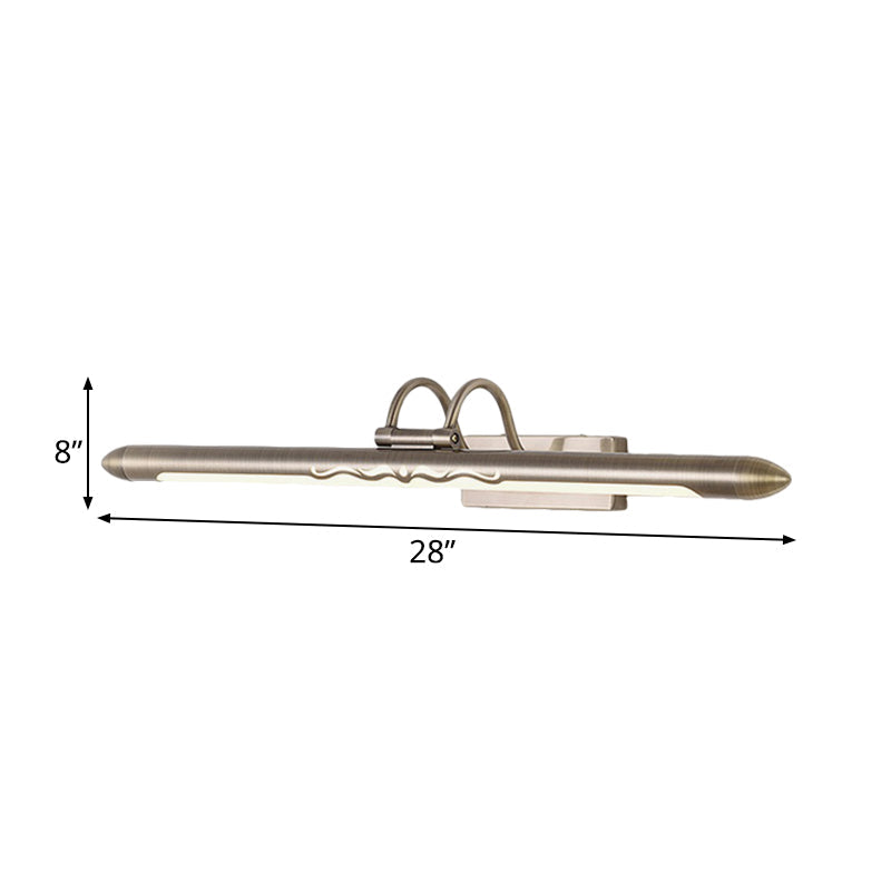 Skørter | 20.5"/25.5"/28" W LED linear vanity wall lamp classic bronze/ brass metal wall-mounted lamp in white/warm light