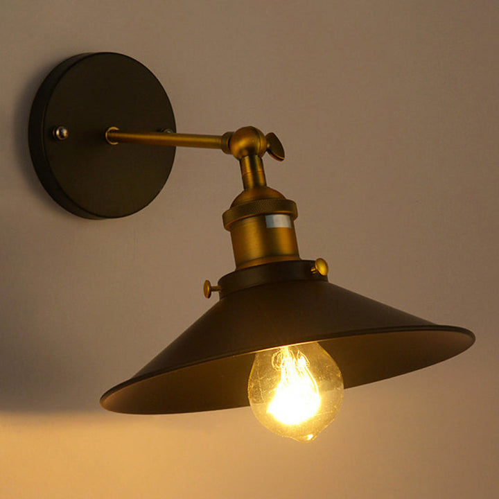 Lisslune | Cone-shaped metal wall lighting antique 1-light hallway wall-mounted light in black